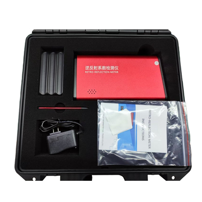 Medidor retroreflector amarelo-cinzento com fonte de alimentação 6V CC 4 baterias AA e 999 dados de ensaio